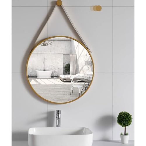 ZHOUXIAO Großer Wandmontierter Runder Spiegel für Wanddekoration, PU-Lederband Kreis Hängender Spiegel, Metallrahmen Wandspiegel für Badezimmer Schlafzimmer Wohnzimmer 50cm ZHOUXIAO Großer Wandmontierter Runder Spiegel für Wanddekoration, PU-Lederband Kreis Hängender Spiegel, Metallrahmen Wandspiegel für Badezimmer Schlafzimmer Wohnzimmer 50cm von ZHOUXIAO