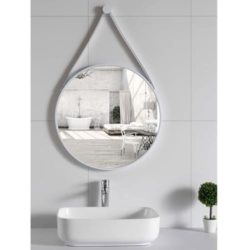 ZHOUXIAO Großer Wandmontierter Runder Spiegel für Wanddekoration, PU-Lederband Kreis Hängender Spiegel, Metallrahmen Wandspiegel für Badezimmer Schlafzimmer Wohnzimmer 60cm ZHOUXIAO Großer Wandmontierter Runder Spiegel für Wanddekoration, PU-Lederband Kreis Hängender Spiegel, Metallrahmen Wandspiegel für Badezimmer Schlafzimmer Wohnzimmer 60cm von ZHOUXIAO