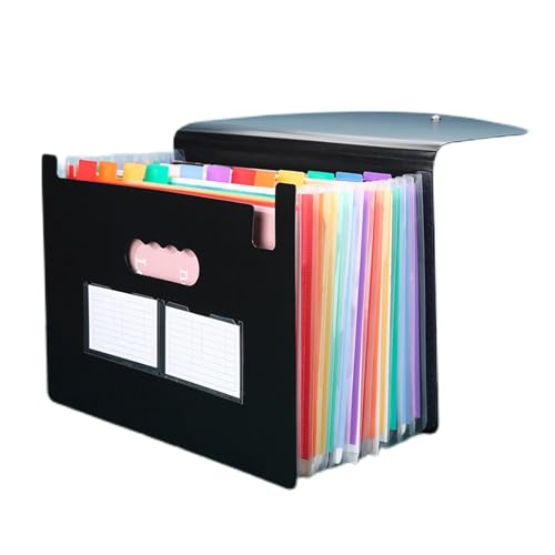 Dokumentenbox Erweiterbare Aktenbox im A4-Format mit farbigen Registerkarten. Tragbarer Dokumentenordner, Akten-Organizer aus Kunststoff for das Klassenzimmer, das Homeoffice und unterwegs(13) von ZHOUXYFDC