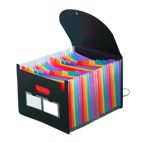 Dokumentenbox Erweiterbare Aktenbox im A4-Format mit farbigen Registerkarten. Tragbarer Dokumentenordner, Akten-Organizer aus Kunststoff for das Klassenzimmer, das Homeoffice und unterwegs(25) von ZHOUXYFDC