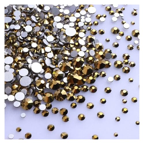 Hotfix Strasssteine Für Kleidung 1440 Stück/Packung, gemischte Größen, schwarzes Glas, flache Rückseite, Glitzer-Diamant, nicht Hotfix-Strasssteine ​​für Nagelkunst und Kleidung(Aurum) von ZHOUXYFDC