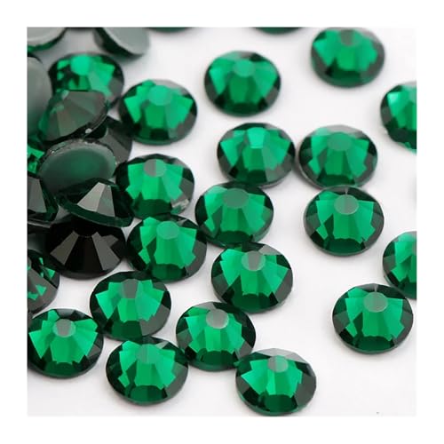 Hotfix Strasssteine Für Kleidung Mehrfarbige Kristall-Glitzer-Strasssteine ​​mit flacher Rückseite, Hot-Fix-Strasssteine ​​für Nagelkunst, Nähen und Stoffdekoration.(Malachite green,SS10-1440Pcs) von ZHOUXYFDC
