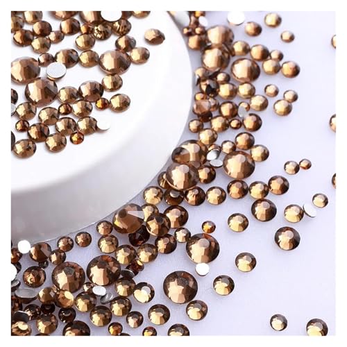 Hotfix Strasssteine Für Kleidung Mix Größe Glitter Runde Strasssteine ​​Silber Unterseite Nicht Hotfix Kleine Größe Kristall for Nagel Kunst Kleidung Dekoration(Smoked Topaz) von ZHOUXYFDC