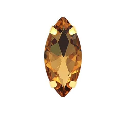 Hotfix Strasssteine Für Kleidung Pferdeauge, bunt, for Aufnähen von Strasssteinen mit goldener Kralle, Glaskristall, for Aufnähen von Steinen for Bekleidungszubehör(Champagne,4X8mm 50pcs) von ZHOUXYFDC