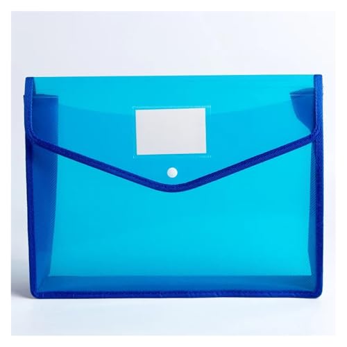 ZHOUXYFDC Dokumentenbox 2 stücke Transparent A4 Datei Ordner Mit Snap wasserdichte PVC Büro Dokument Halter Schreibtisch Veranstalter Papier Lagerung Box Büro Liefert(Blue horizontal) von ZHOUXYFDC