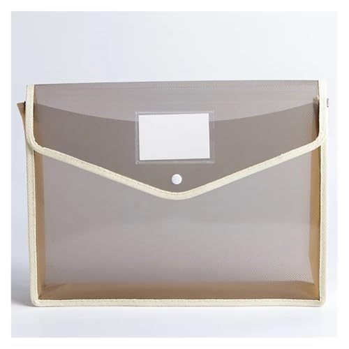 ZHOUXYFDC Dokumentenbox 2 stücke Transparent A4 Datei Ordner Mit Snap wasserdichte PVC Büro Dokument Halter Schreibtisch Veranstalter Papier Lagerung Box Büro Liefert(Khaki horizontal) von ZHOUXYFDC
