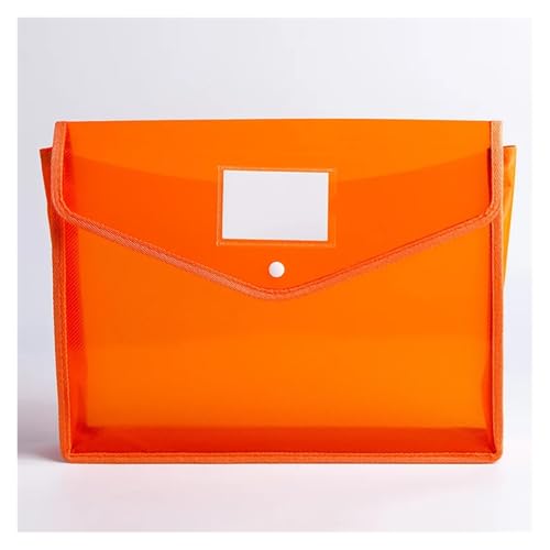 ZHOUXYFDC Dokumentenbox 2 stücke Transparent A4 Datei Ordner Mit Snap wasserdichte PVC Büro Dokument Halter Schreibtisch Veranstalter Papier Lagerung Box Büro Liefert(Orange horizontal) von ZHOUXYFDC
