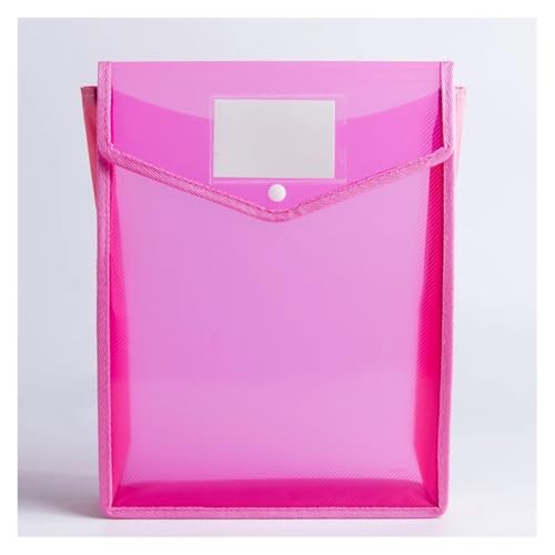 ZHOUXYFDC Dokumentenbox 2 stücke Transparent A4 Datei Ordner Mit Snap wasserdichte PVC Büro Dokument Halter Schreibtisch Veranstalter Papier Lagerung Box Büro Liefert(Pink Vertical) von ZHOUXYFDC