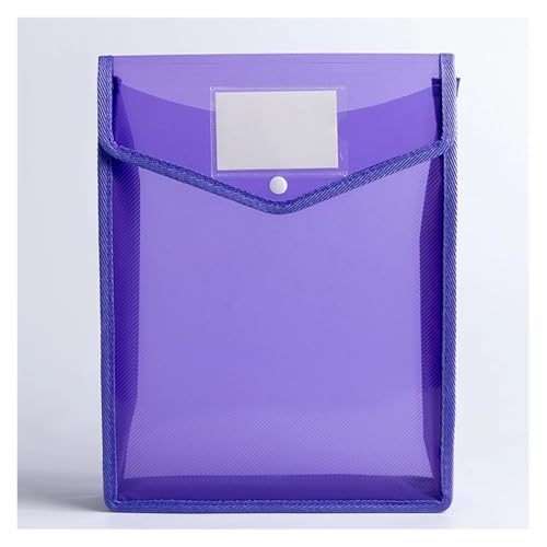 ZHOUXYFDC Dokumentenbox 2 stücke Transparent A4 Datei Ordner Mit Snap wasserdichte PVC Büro Dokument Halter Schreibtisch Veranstalter Papier Lagerung Box Büro Liefert(Purple Vertical) von ZHOUXYFDC