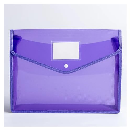 ZHOUXYFDC Dokumentenbox 2 stücke Transparent A4 Datei Ordner Mit Snap wasserdichte PVC Büro Dokument Halter Schreibtisch Veranstalter Papier Lagerung Box Büro Liefert(Purple horizontal) von ZHOUXYFDC