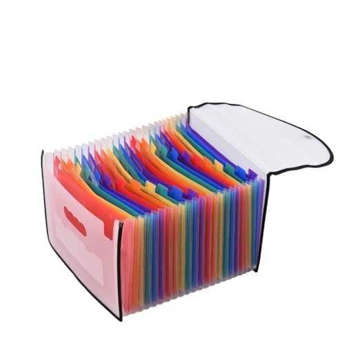 ZHOUXYFDC Dokumentenbox Akkordeon-Ordner-Organizer, 24 Taschen, erweiterbare Aktenhülle mit Abdeckung, Dokumenten-Organizer im Briefformat A4, Regenbogenfarbe(Tyoe 2) von ZHOUXYFDC