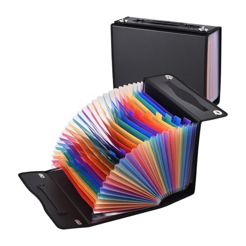 ZHOUXYFDC Dokumentenbox Akkordeon-Ordner-Organizer, 24 Taschen, erweiterbare Aktenhülle mit Abdeckung, Dokumenten-Organizer im Briefformat A4, Regenbogenfarbe(Type 1) von ZHOUXYFDC