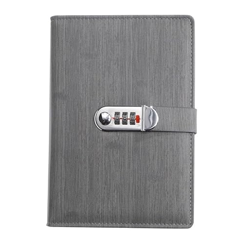 ZHOUXYFDC Passwort Buch A5 Retro-Passwortbuch Mit Schloss, Tagebuch, Studenten-Notizbuch, Notizbuch Mit Sub-Passwort-Sperre(Light Grey) von ZHOUXYFDC