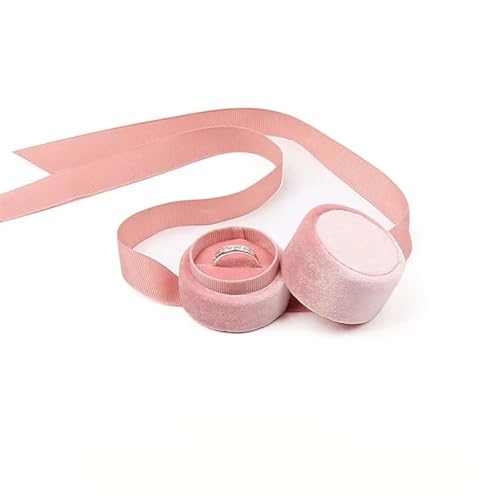 ZHOUXYFDC Ringschatulle Sechseckige Samt-Schmuckschatulle, Doppelring-Aufbewahrungsbox, Damen-Geschenk, Ohrringe, Paketetui, Ehering-Display-Verpackungsbox(Pink-01) von ZHOUXYFDC
