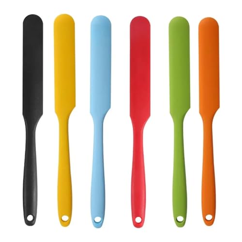 ZHOUXYFDC Silikon Spatel 6 stücke Silikon Lange Schaber Multi-Farbe Creme Lange Messer Schaber Kuchen, Der Kleine Zubehör Silikon Spachtel Backen Werkzeuge for Kuchen von ZHOUXYFDC