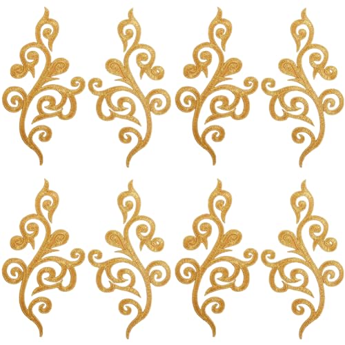 5 Paar Blumen Stickerei Applikation Ornamente Gold Glitter Ethno Stil Nähen (Gold) von ZHSH