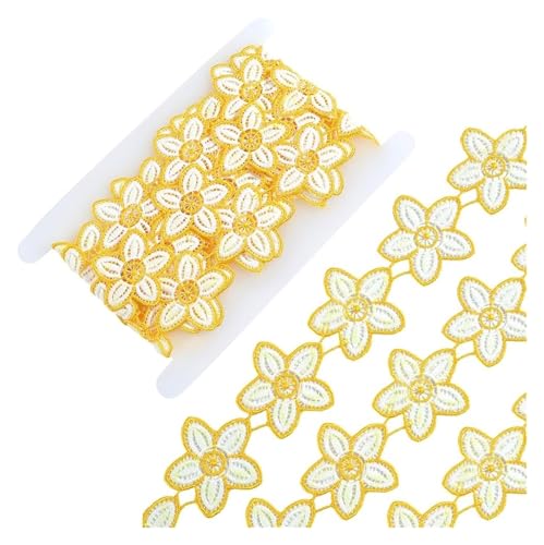 5 Yard Floral Ribbon Stickerei Band Blumen Spitze Blumen Dekoration Stoff 5,5 cm (Gold) von ZHSH