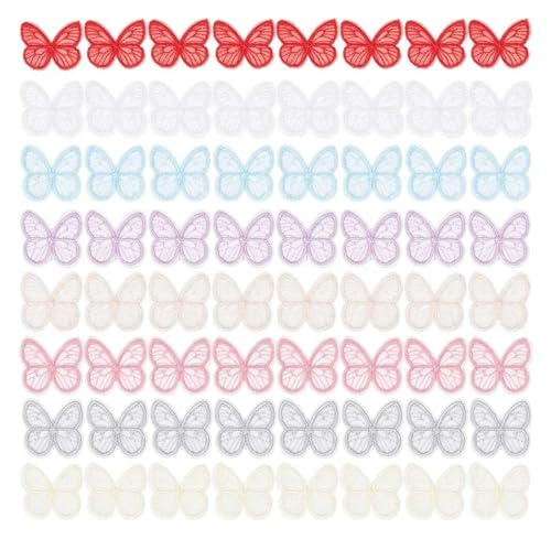 64 gestickte Aufnäher mit Schmetterlingsmotiv, 8 Farben, zum Aufnähen oder Aufbügeln 64 gestickte Aufnäher mit Schmetterlingsmotiv, 8 Farben, zum Aufnähen oder Aufbügeln von ZHSH