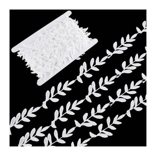 Bestickte Applikation, 15 Yards, weiße Blätter, Spitzenapplikationen, Stickereiband, Blattverzierungen von ZHSH