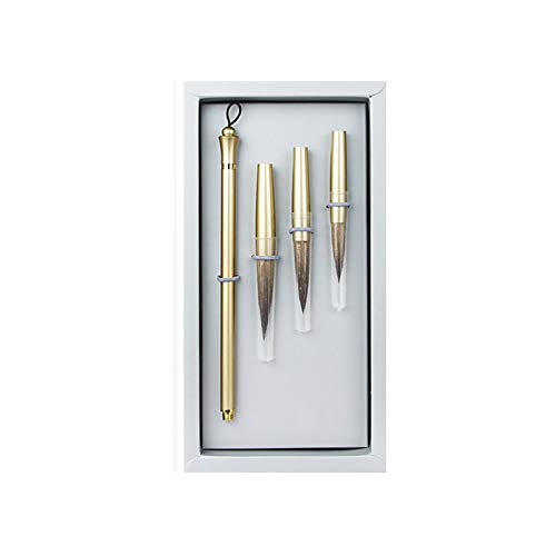 Kalligraphie Set für Anfänger, Chinesische Kalligraphie Pinsel, Professionelle Chinesische Kalligraphie Pinsel aus Metall, Japanische Zeichnung/Malerei (Goldener Stift (Wolf Haar) von ZHSH