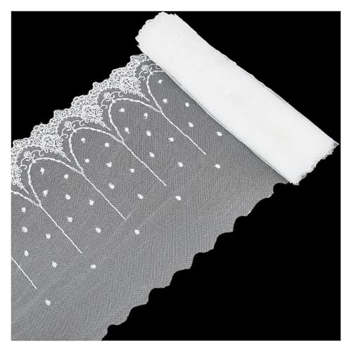 Stickapplikation, 230 mm breit, Vintage-Stoff, Spitzenband, Blumenband, Schwarz (weiß) von ZHSH