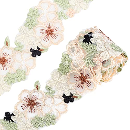 Stickapplikationen, 2 Yards 3D-Spitzenband, Spitzenbesatz mit gestickten Blumen, bunt Stickapplikationen, 2 Yards 3D-Spitzenband, Spitzenbesatz mit gestickten Blumen, bunt von ZHSH