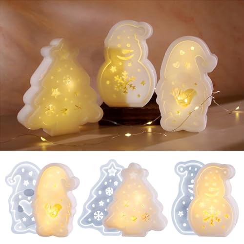 Silikonformen Gießformen Weihnachten, 6 Stück Silikonformen Gießformen Haus 3D Ornamente Weihnachten Kerzenhalter Formen Für Tischdekoration Weihnachtsdekoration von ZHUMCCY