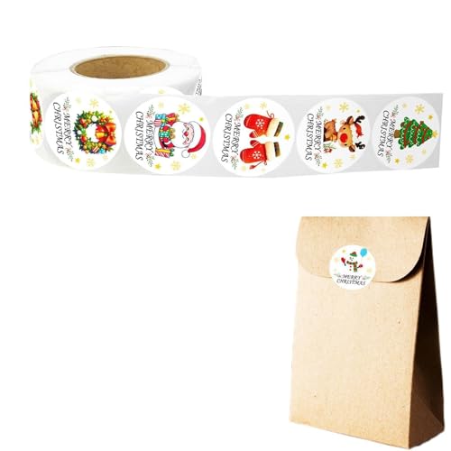 ZHUMCCY Frohe Weihnachtsaufkleber - 500 Stück wasserfeste Weihnachtsaufkleber für Briefumschläge - Einfach Abziehbare Weihnachtsverzierungen Für Brotbeutel Wand Handwerksprojekte von ZHUMCCY