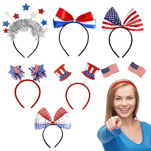 ZHUMCCY Stirnband des Unabhängigkeitstages, 4. Juli Zubehör,Partyzubehör Stirnbänder - Set von 7 Haarregchen für Parade Memorial Independence Day Veterans Wahl - Patriotischer 4. Juli Party von ZHUMCCY