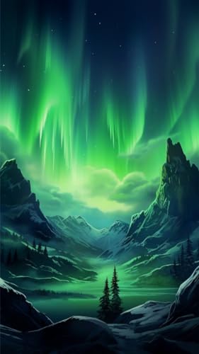 ZHUMUTO Diamond Painting Groß XXL Bilder Set Erwachsene,70x40 CM/27,5x15,7 Zoll Natur Landschaft Aurora Polarlichter A,5D Diamant Painting Bilder Erwachsene mit Zubehör Für Wohnzimmer Dekoration von ZHUMUTO