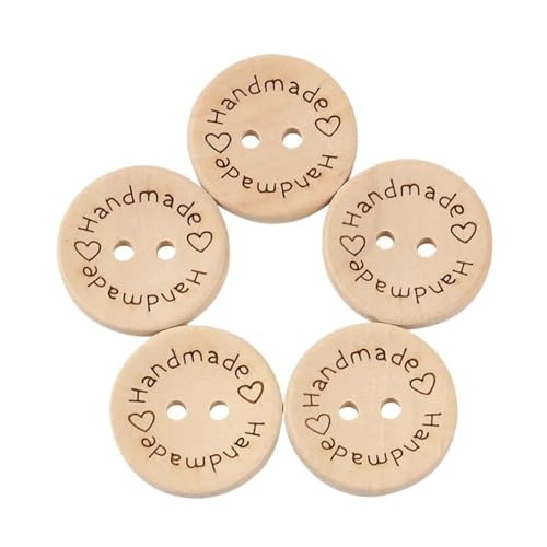 Natürliche Holzknöpfe mit 2 Löchern, handgefertigte Liebesknöpfe, handgefertigt, 50 Stück, 15 mm, 20 mm, 25 mm (20 mm) von ZHUNQU