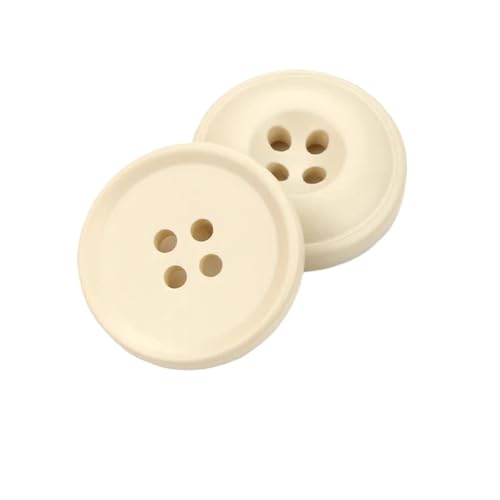 Runde Knöpfe, Vierloch-Knöpfe, Kunstharzknöpfe, Kunststoffknöpfe, Bekleidungszubehör, 20 Stück, Größe 15–25 mm (Beige, 15 mm) von ZHUNQU
