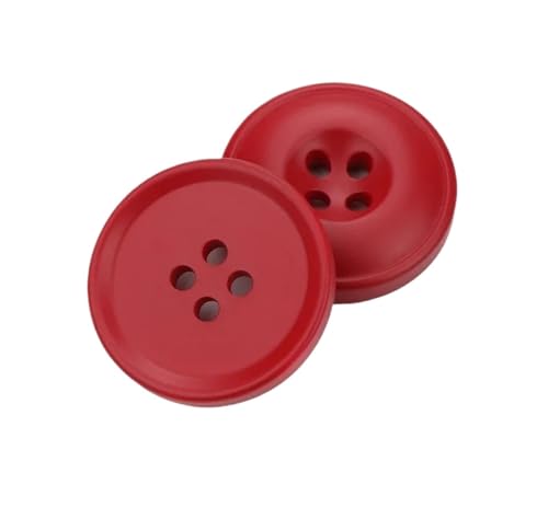 Runde Knöpfe, Vierloch-Knöpfe, Kunstharzknöpfe, Kunststoffknöpfe, Bekleidungszubehör, 20 Stück, Größe 15–25 mm (Rot, 25 mm) von ZHUNQU