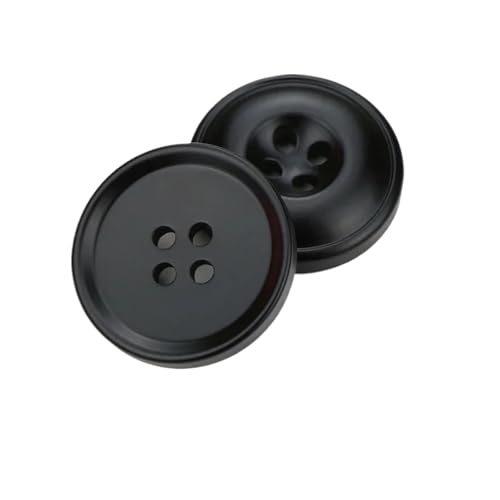 Runde Knöpfe, Vierloch-Knöpfe, Kunstharzknöpfe, Kunststoffknöpfe, Bekleidungszubehör, 20 Stück, Größe 15–25 mm (Schwarz, 20 mm) von ZHUNQU
