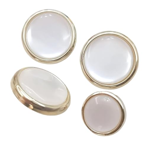 Runde Knöpfe, goldfarbene Perlenschaftknöpfe, Überlack, Bekleidungszubehör, 10 Stück, Größe 11 mm - 21 mm (Gold, 11 mm) von ZHUNQU