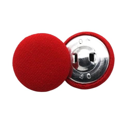 Runde Stoffbeutel, Metallknöpfe, Kleider-, Hemd-, Stoff-Schaft, Nähzubehör, Kleidung, DIY, 10 Stück, Größe 11 mm - 25 mm (Rot, 18 mm) von ZHUNQU