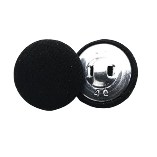 Runde Stoffbeutel, Metallknöpfe, Kleider-, Hemd-, Stoff-Schaft, Nähzubehör, Kleidung, DIY, 10 Stück, Größe 11 mm - 25 mm (Schwarz, 11 mm) von ZHUNQU