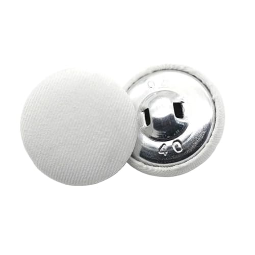Runde Stoffbeutel, Metallknöpfe, Kleider-, Hemd-, Stoff-Schaft, Nähzubehör, Kleidung, DIY, 10 Stück, Größe 11 mm - 25 mm (Weiß, 18 mm) von ZHUNQU