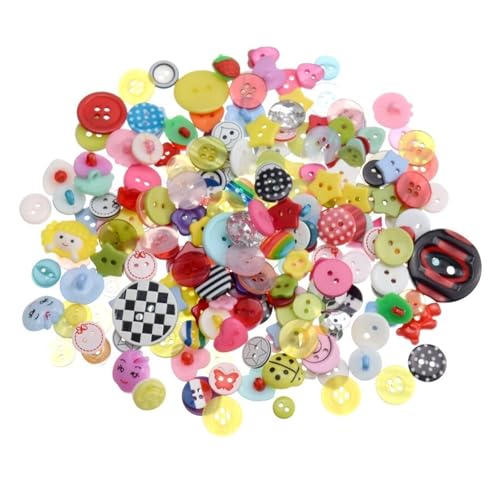 Verschiedene Formen, mehrfarbig, DIY-Knöpfe, Kunststoff, Kinderkleidung, Nähzubehör, Menge: 100 Stück, zufällige Größe Verschiedene Formen, mehrfarbig, DIY-Knöpfe, Kunststoff, Kinderkleidung, Nähzubehör, Menge: 100 Stück, zufällige Größe von ZHUNQU