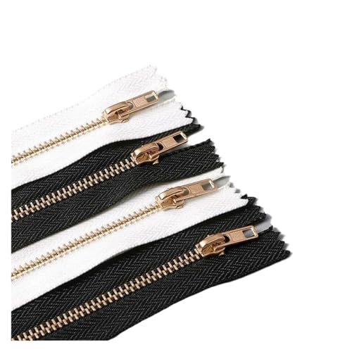 10 Pcs Self-Locking DIY Nähen Metall Ersatz Zipper for Jeans Denim Rock(WhiteSilver,25cm) von ZHUNTE