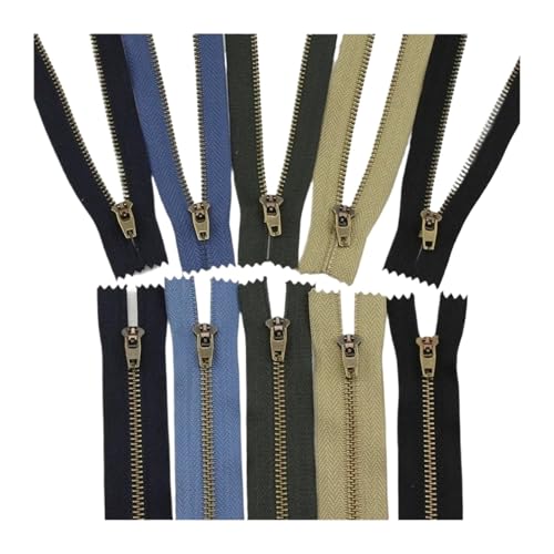 10 stücke Metall Schneider Nähen Zubehör DIY Ersatz Zipper for Jeans Kleidungsstücke(Army Green,13cm) von ZHUNTE