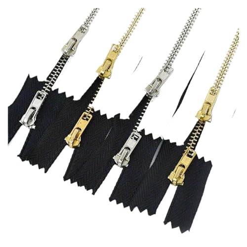 10Pcs Metall Geschlossen-Ende Selbst-Verriegelung Dekorative Nähen Zipper for Jeans Hosen Klappe(WhiteGold,8cm) von ZHUNTE