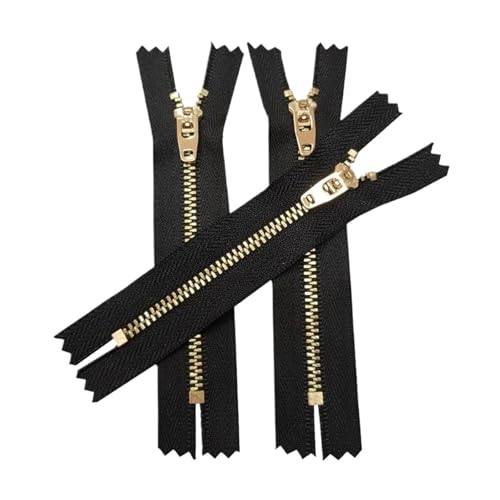 5 Pcs Schneider DIY Nähen Zubehör Kupfer Zipper for Jeans Handtasche Kleidung(Dark,14CM) von ZHUNTE