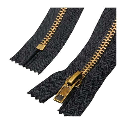 5 stücke Geschlossen Metall Selbst-Verriegelung Messing DIY Kleidungsstück Nähen Ersatz Zipper for Kleidung Jeans Taschen(Brown) von ZHUNTE
