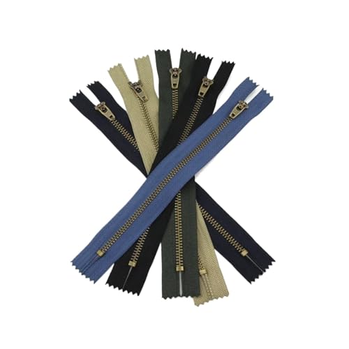 5 stücke Jeans Zipper Metall Kupfer Nähzubehör DIY Tailor Zipper(Army Green,15cm) von ZHUNTE