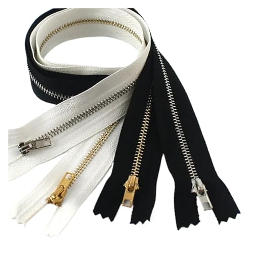 ZHUNTE 10 Stück geschlossenes Ende, automatische Verriegelung, dekorativer Ersatz-Reißverschluss aus Metall, Hosenklappen-Nähzubehör(Black,18cm) von ZHUNTE