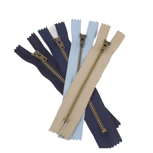 ZHUNTE 10 Stück selbstsichernder dekorativer Ersatzreißverschluss aus Metall, Nähzubehör for DIY-Kleidung(Cowboyblue,13cm) von ZHUNTE