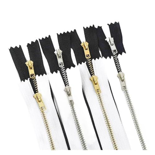 ZHUNTE 10 Stücke Nähen Dekorative Metall Reparatur Ersatz Reißverschluss, for Jeans Reißverschluss(BlackSilver,30cm) von ZHUNTE