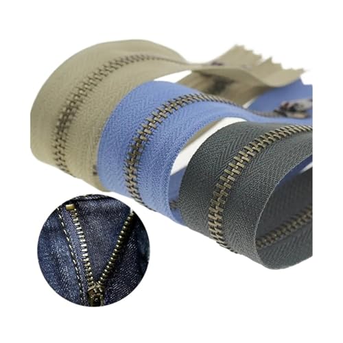 ZHUNTE 5 Stück DIY Kupferzahn Metall Handwerk Nähen Ersatz Reißverschluss for Jeans Einkaufstasche(Blue,13cm) von ZHUNTE