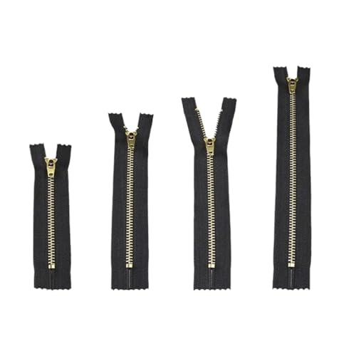 ZHUNTE 5 Stück Messing-Metallverschluss, selbstsichernder Reißverschluss, Schneider-DIY-Kleidung, Jeans, Taschen, Nähzubehör(Dark,15cm) von ZHUNTE